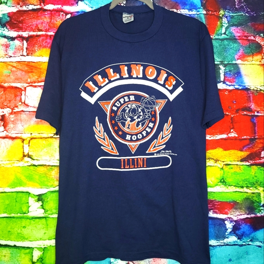 Vintage 1978 Garfield Illinois Fighting Illini Super Hooper Shirt
